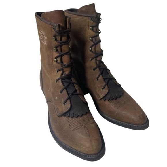 Vintage Abilene Boot Co  Women’s Brown Leather Western Lace Roper Boots - Picture 8 of 9